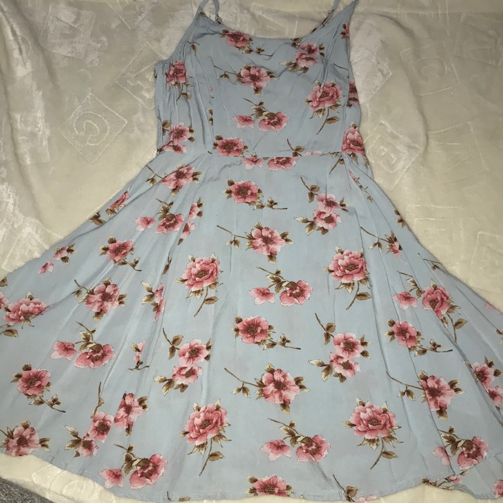 Baby blue floral skater dress